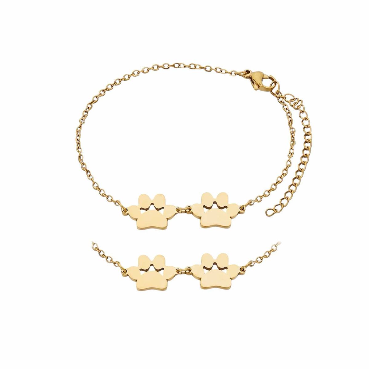 Bracelet patte de chien en acier inoxydable doré