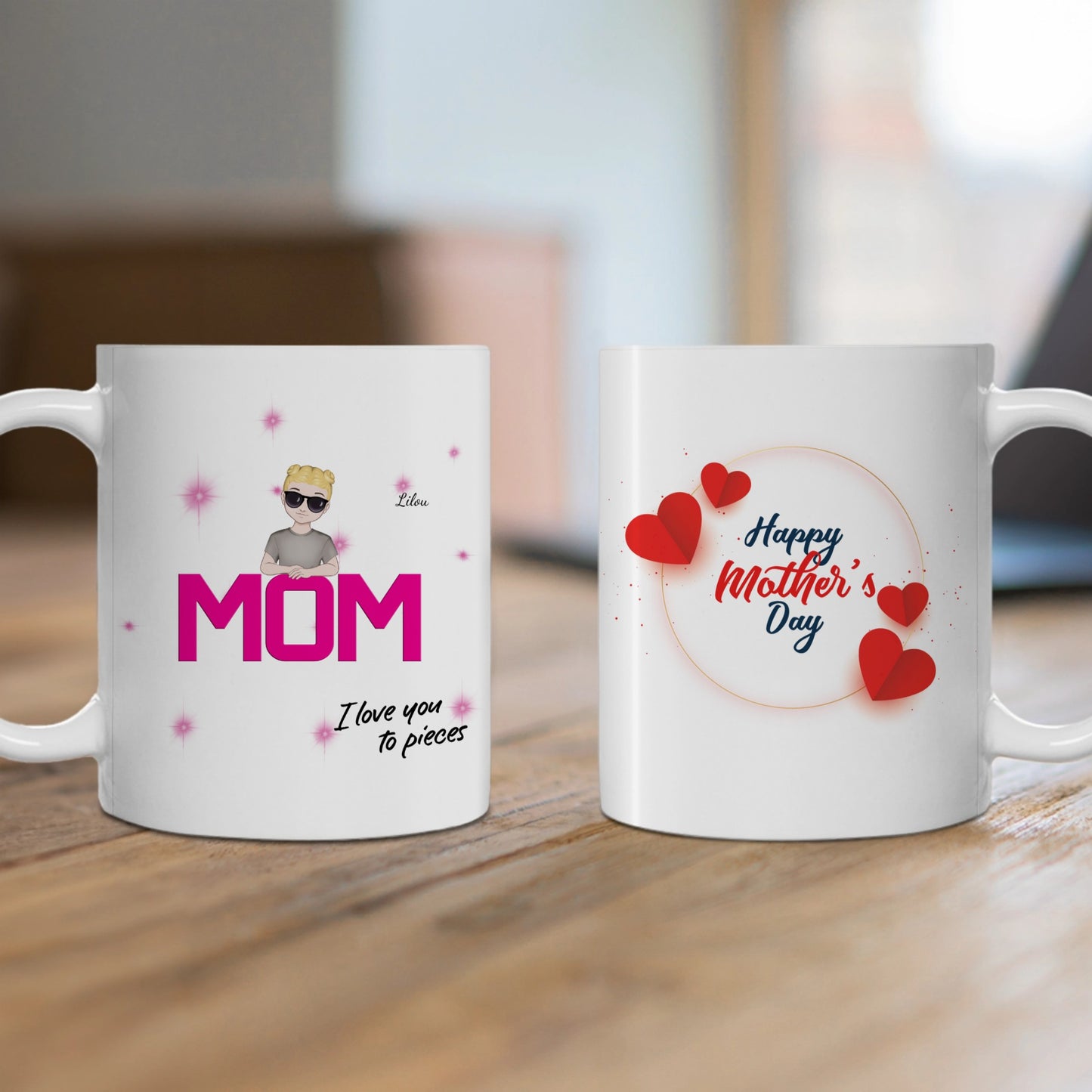 Mug Bonne Fête des mères (Personnalisé jusqu'à 4 enfants)