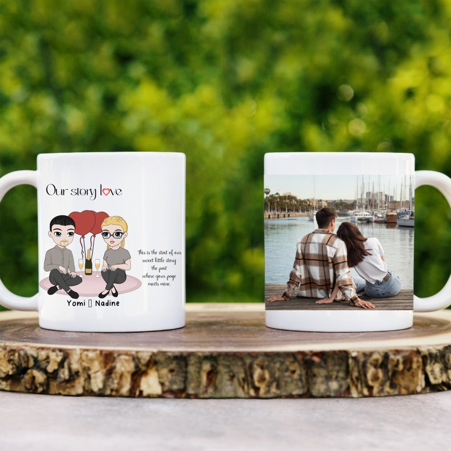 Mug Personnalisé notre Histoire avec couple ,vos noms, et votre image