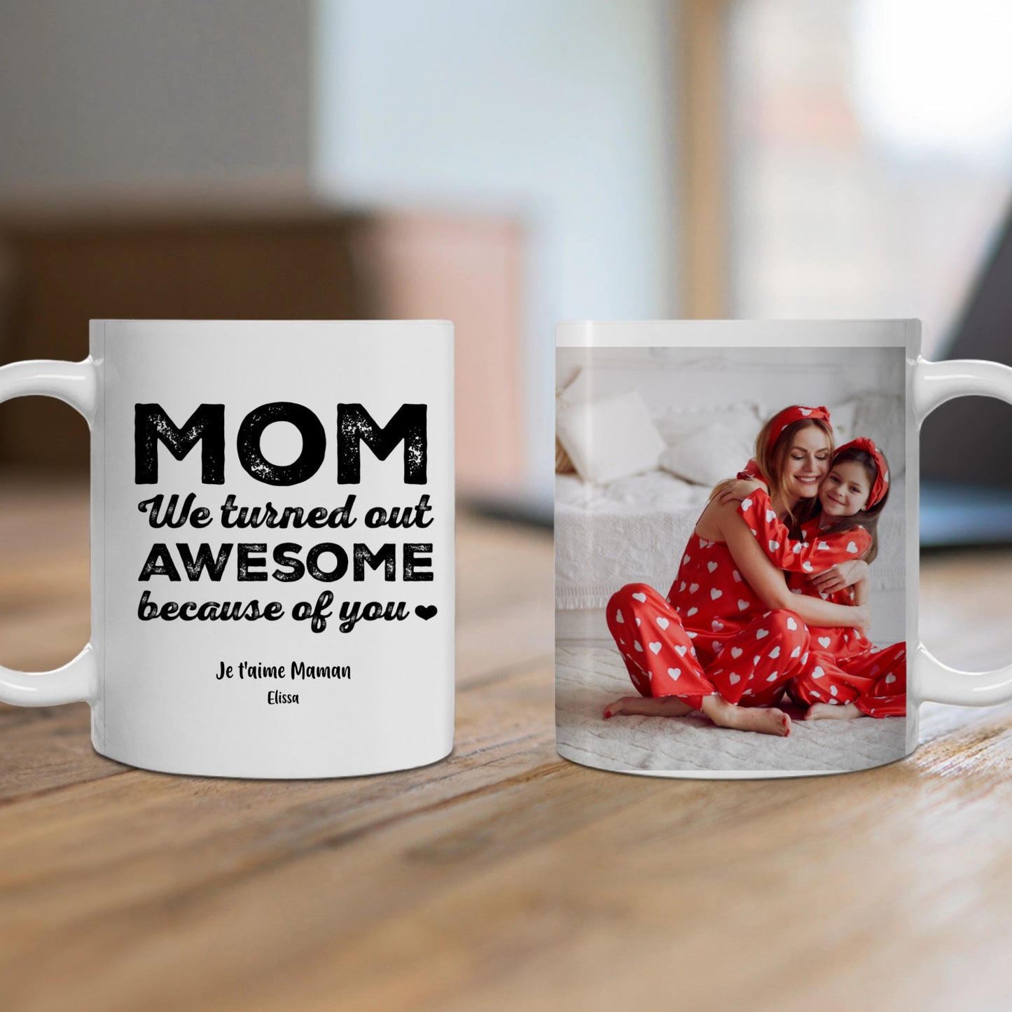 Mug Personnalisé MOM message, vos noms et votre photo