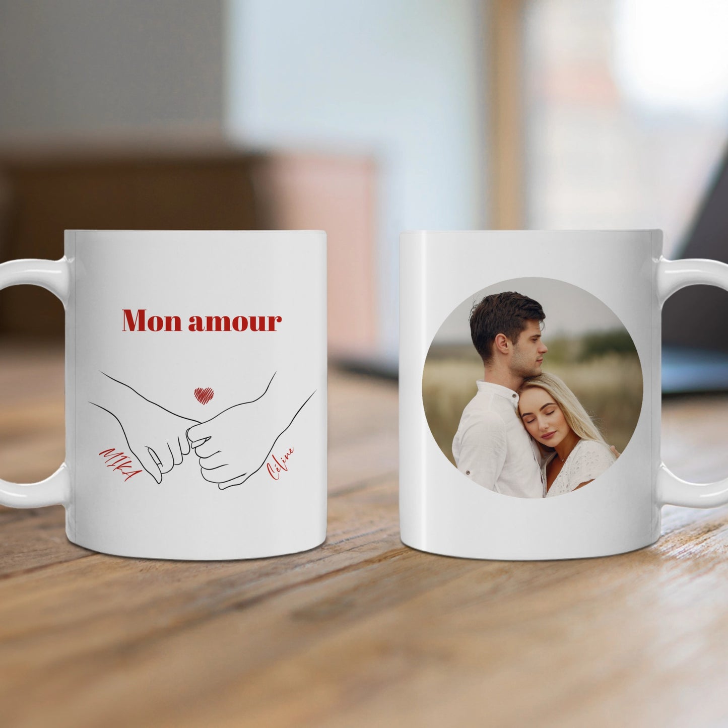 Mug personnalisé Titre et des mains différentes et votre Photo