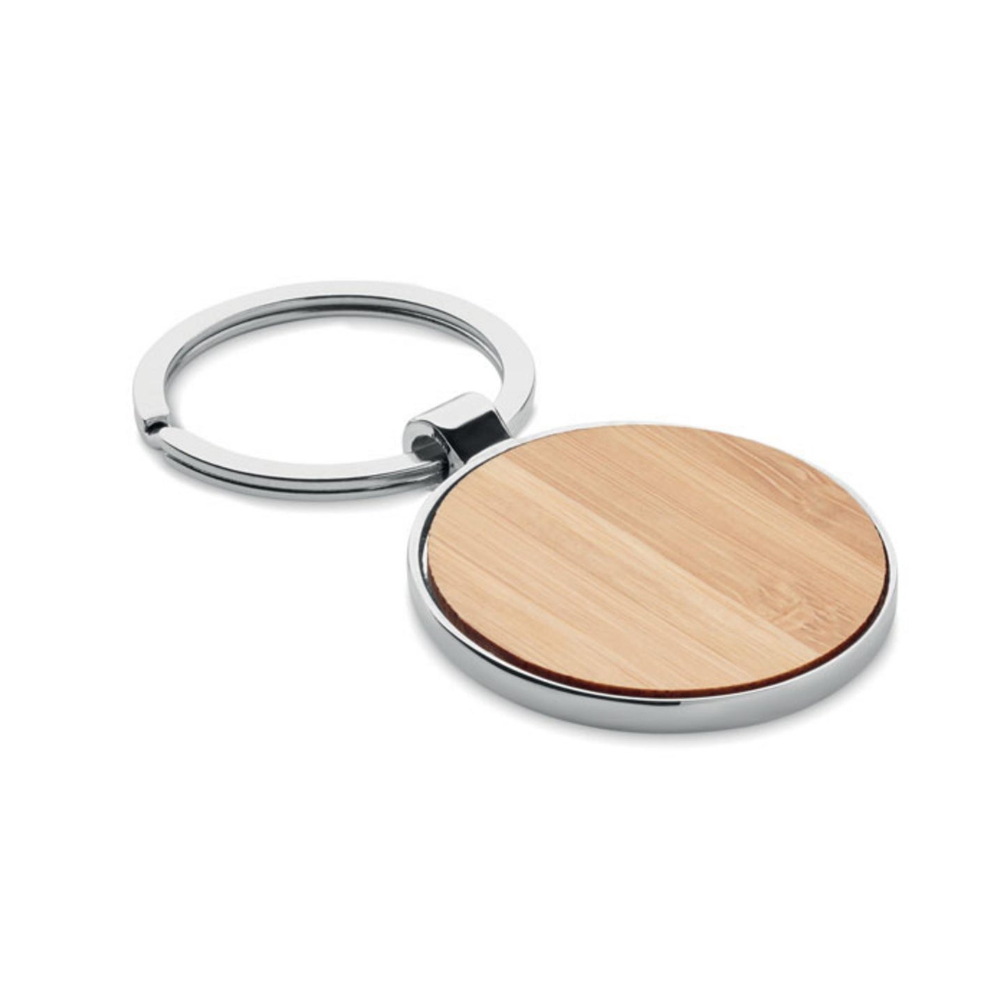 Porte-clés rond en bambou et métal