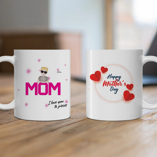 Mug Bonne Fête des mères (Personnalisé jusqu'à 4 enfants)