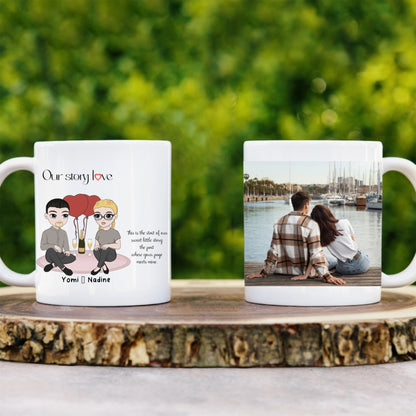 Mug Personnalisé notre Histoire avec couple ,vos noms, et votre image