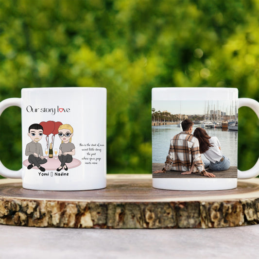 Mug Personnalisé notre Histoire avec couple ,vos noms, et votre image