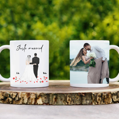 Mug Personnalisé Mariage avec titre, couple, vos noms et votre photo