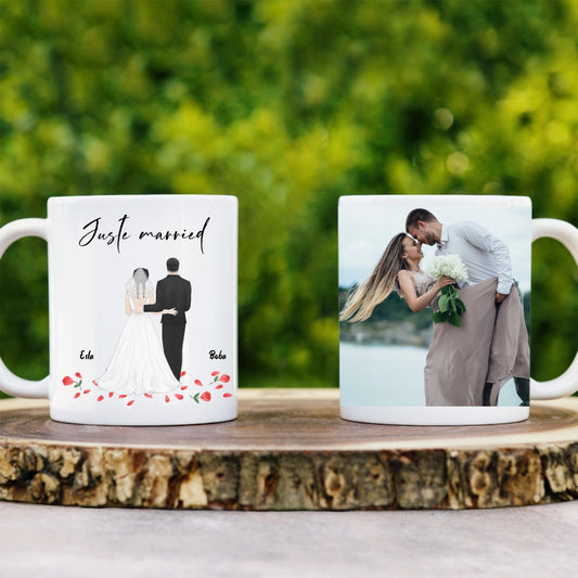Mug Personnalisé Mariage avec titre, couple, vos noms et votre photo