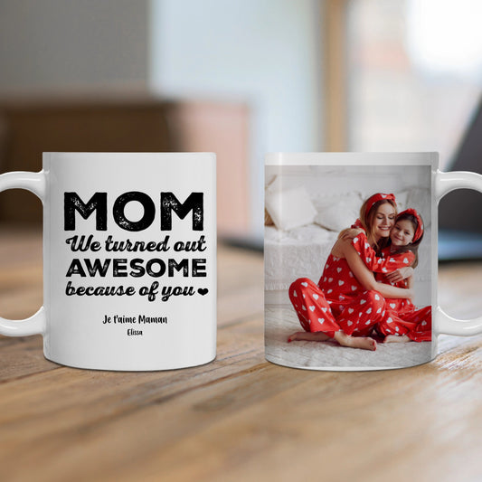 Mug Personnalisé MOM message, vos noms et votre photo