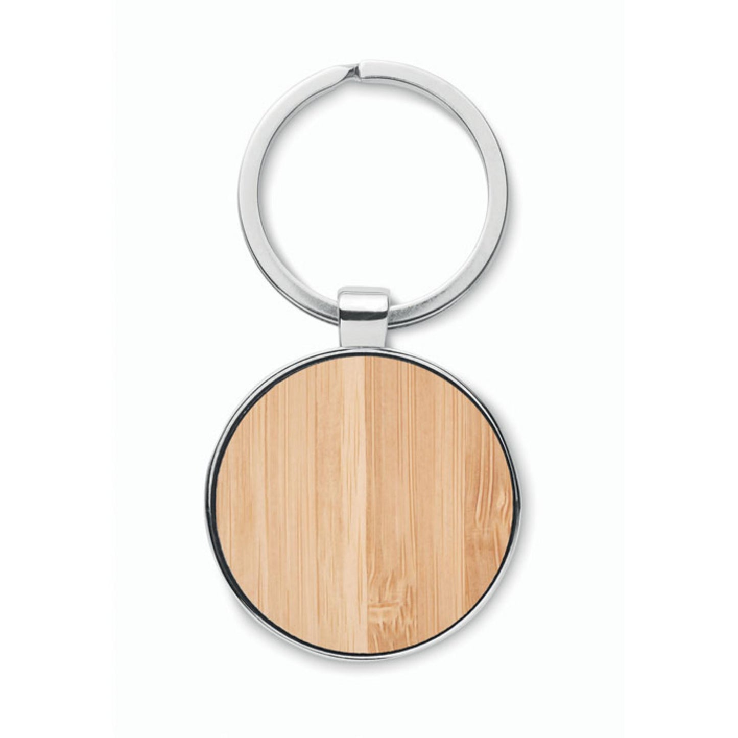 Porte-clés rond en bambou et métal